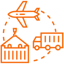Icone de serviços de logística aéreos e rodoviários